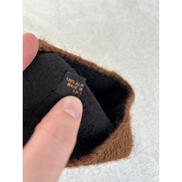 Bear Beanie Hat Brown Alpaca Fleece Lined 3D Made in Bolivia - Picture 7 of 8